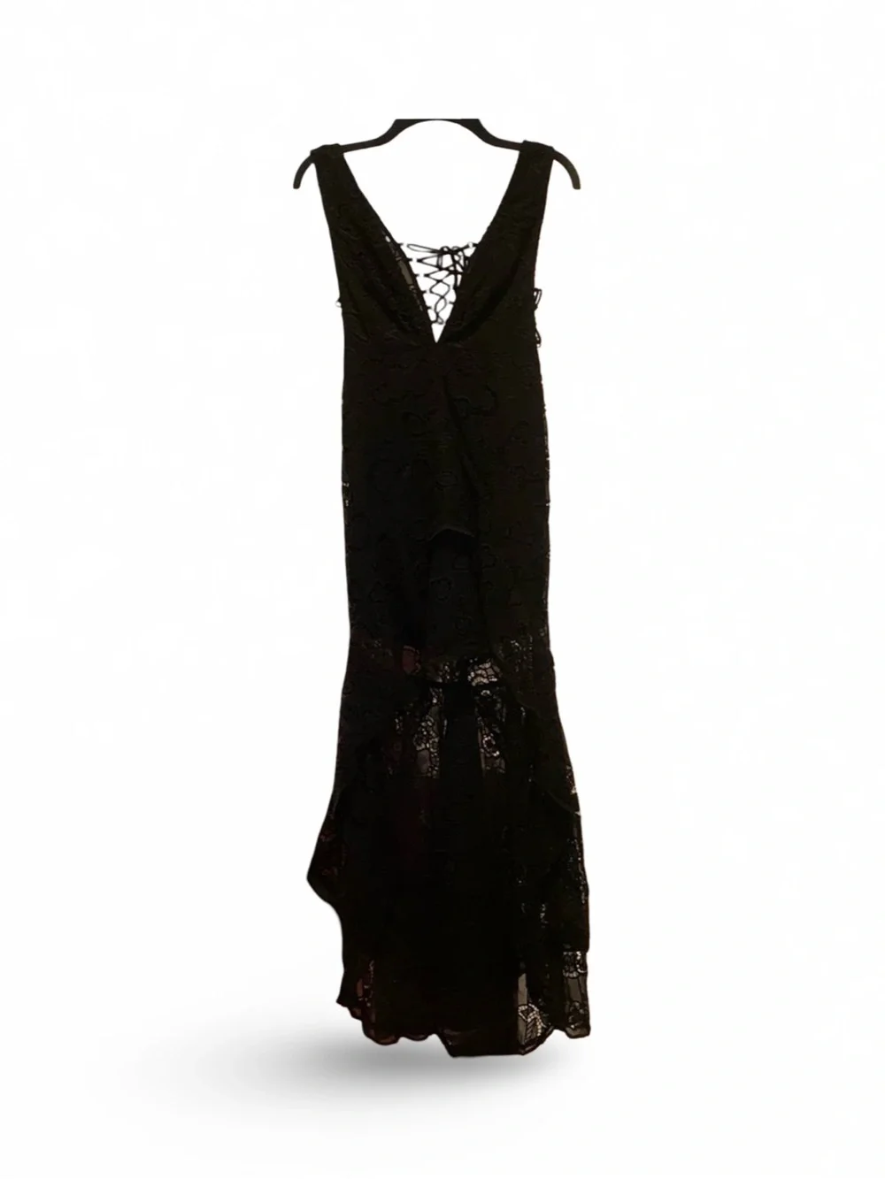 Free People Black Lace High-Low‎ Dress with Side Cutouts, XS